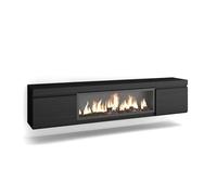 Mueble tv | televisión | muebles de salón, almacenaje | 210 | para tv hasta 80" | chimenea eléctrica xxl | colgado, suspendido | estilo moderno | negro