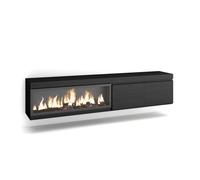 Mueble tv | televisión | muebles de salón, almacenaje | 210 | para tv hasta 80" | chimenea eléctrica xxl | colgado, suspendido | estilo moderno | negro