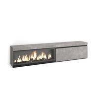 Mueble Tv, Televisión, Muebles De Salón, Almacenaje, 210, Para Tv Hasta 80", Chimenea Eléctrica Xxl, Estilo Moderno, Cemento