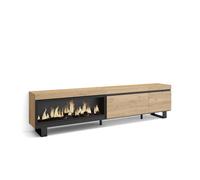 Mueble tv | televisión | muebles de salón, almacenaje | 237x57x35 cm | para tv gran formato | chimenea eléctrica xxl | diseño industrial | estilo moderno | roble