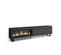 Mueble tv | televisión | muebles de salón, almacenaje | 237x57x35 cm | para tv gran formato | chimenea eléctrica xxl | diseño industrial | estilo moderno | negro