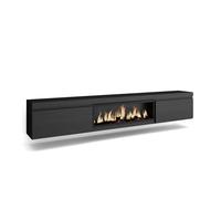 Mueble tv | televisión | muebles de salón, almacenaje | 267x45x35 cm | para tv gran formato | chimenea eléctrica xxl | colgado, suspendido | estilo moderno | negro