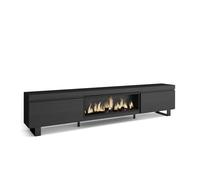 Mueble tv | televisión | muebles de salón, almacenaje | 267x57x35 cm | para tv gran formato | chimenea eléctrica xxl | diseño industrial | estilo moderno | negro