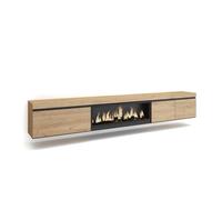 Mueble tv | televisión | muebles de salón, almacenaje | 288x45x35 cm | para tv gran formato | chimenea eléctrica xxl | colgado, suspendido | estilo moderno | roble