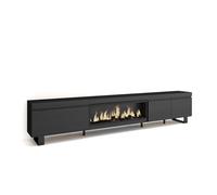 Mueble tv | televisión | muebles de salón, almacenaje | 288x57x35 cm | para tv gran formato | chimenea eléctrica xxl | diseño industrial | estilo moderno | negro