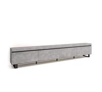 Mueble Tv, Televisión, Muebles De Salón, Almacenaje, 320x57x35 Cm, Para Tv Gran Formato, Diseño Industrial, Estilo Moderno, Cemento