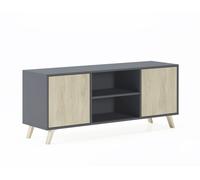 Skraut Home | Mueble de TV para Salón | 57 x 140 x 40 cm | Indicado para TV de 32/40/50/55/60" | Modelo Wind 140 | Gris | 2 Puertas Abatibles Color Puccini