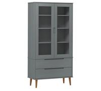 Mueble Vitrina Molde Madera Maciza De Pino Gris 90x35x175 Cm Vidaxl