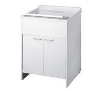 Negrari 9002 K, Lavabo del Baño en 2 Puertas, Blanco, 60 x 85 x 50 cm