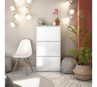 Habitdesign Zapatero 3 Puertas, Zapatero Estrecho, Acabado en Color Blanco Brillo, Medidas: 60 cm (Ancho) x 113 cm (Alto) x 22 cm (Fondo)