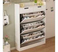 Mueble Zapatero Entrada Recibidor con 3 Cajones Abatibles Blanco Zapatero Mueble Organizador de Zapatos Separadores Ajustables Cajón Doble Shoe Cabinet Madera Maciza para Pasillo Salón A,80*24*121CM