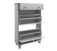 Mueble zapatero estrecho con 2 puertas abatibles y 1 cajón para 8 pares 60x23,5x98,5 cm gris