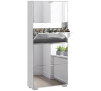 Mueble zapatero HOMCOM 2 en 1 con espejo estrecho, 4 puertas con fusibles, estantes ajustables, p-gain BLANCO