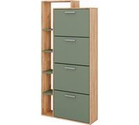 Mueble zapatero Vicco Orlando Goldkraft roble/verde 80 x 166.1 cm con 4 compartimentos, Model 53245