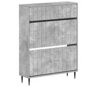 Mueble Zapato ZWOLLE 78 x 24 x 103 cm Gris Cemento | Madera de ingeniería duradera, diseño delgado, puertas reversibles, fácil limpieza