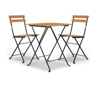 vidaXL Muebles cafetería plegables 3 piezas madera maciza teca y acero