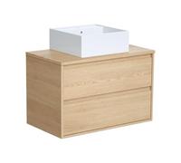 - Muebles colgantes para baño con lavabo para colocar en él - Chapa de roble - 80 cm - MILIPAM