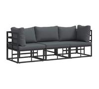 Muebles De Exterior Con Cojín 3 Pieza Negro Y Antracita Metal Vidaxl