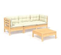 Muebles De Jardín 4 Piezas Con Cojines Madera De Pino Crema Vidaxl