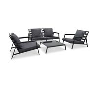 vidaXL Muebles de jardín 4 pzas y cojines de aluminio gris oscuro