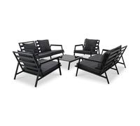 Muebles de jardín 5 pzas y cojines de aluminio gris oscuro vidaxl