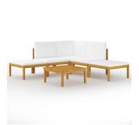 Muebles De Jardín 6 Pzas Cojines Crema Madera Maciza De Acacia Vidaxl