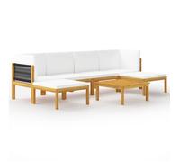 Muebles De Jardín 7 Pzas Cojines Crema Madera Maciza De Acacia Vidaxl
