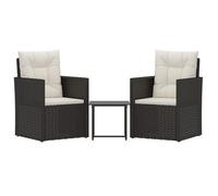 Muebles De Jardín Con Cojines 3 Piezas Ratán Sintético Negro Vidaxl