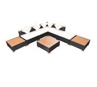 Muebles De Jardín Y Cojines 8 Piezas Ratán Sintético Negro Vidaxl