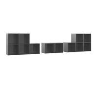 Muebles De Salón 8 Piezas Madera De Ingeniería Gris Brillo Vidaxl