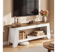 Muebles de televisión de estilo rústico, muebles para televisores de 55, 65 y 70 pulgadas, mueble bajo para televisión de 160 cm de ancho con espacio de almacenamiento, y largas consolas para televisi