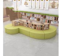 Muebles modulares para rincón de lectura: estantería combinada y asiento de sofá creativo, diseño que ahorra espacio para bibliotecas pequeñas, esquinas de aula y centros de aprendizaje