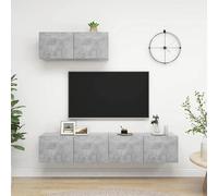 Muebles para televisión, 3 unidades. Mueble de pared para sala de estar, muebles para sala de estar, armario para sala de estar, panel de pared para sala de estar, mueble modular, color gris cemento, 