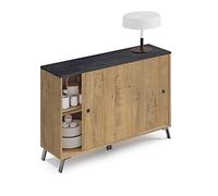 MUEBLES PITARCH Aparador Salón Comedor, Buffet, Mueble Auxiliar, 2 Puertas correderas, Roble Gold con Patas Negras, 87x120x40cm, Despensa, Cocina, Despacho, Recibidor Moderno Industrial, Modelo Kamet