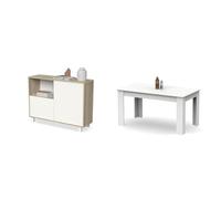 MUEBLES PITARCH Aparador Tibet, 82,5 x 112 x 33 cm (Alto x Ancho x Profundo) 1110 Mesa de Comedor, Blanco, 77x140x80 cm