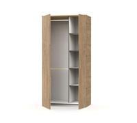 MUEBLES PITARCH | Armario Dormitorio Ropero 2 Puertas, 2 Barras y 4 Estantes Regulables, Roble Gold, 200x100x57cm (Alto x Ancho x Fondo), Mueble Recibidor Moderno, Modelo Noa