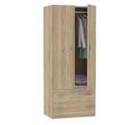 Miroytengo Armario Dormitorio Colección Tibet 2 puertas 2 cajones Roble Cambrian 180x74x50 cm