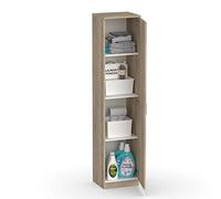 MUEBLES PITARCH | Armario Multiusos 1 Puerta para Limpieza, cocinas, galerias, 4 Huecos, 180x40x35 cm (Alto x Ancho x Fondo) Puerta a Izquierda o Derecha, Roble Cambrian, Colección Tibet