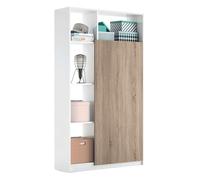 MUEBLES PITARCH | Armario Recibidor Entrada una Puerta con Barra Frontal para Colgar y estantería, Blanco Alto Brillo y Roble Cambrian,180x100x35 cm, Gran Capacidad, Moderno, Modelo Neo