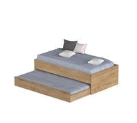 MUEBLES PITARCH Cama Nido de 2.2 cm de Grosor, con Ruedas Fácil de Extraer, Somier Superior No Incluido, 54 x 202 x 97 cm(Alto x Ancho x Profundo), Roble Gold, Colección Tibet