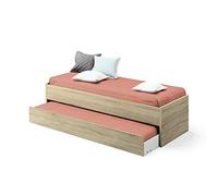 MUEBLES PITARCH | Cama Nido de 2.2 cm de Grosor, con Ruedas Fácil de Extraer, Somier Superior No Incluido, 54 x 202 x 97 cm(Alto x Ancho x Profundo), Color Roble Cambrian, Colección Tibet