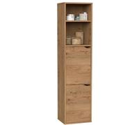 MUEBLES PITARCH | Columna de Baño Colgada Herrajes incluidos, Armario de Baño con 4 estantes, 2 Puertas, Roble Gold, 150x36,5x30cm (Alto x Ancho x Fondo), Mueble Auxiliar, Moderna, Modelo Nadia