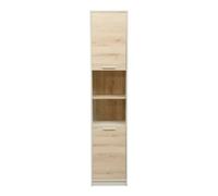 MUEBLES PITARCH Columna de baño Modelo Nova, con herraje antivuelco, Estilo nórdico, Color Roble Mina y Crema, 189,5x40x35 cm