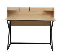 MUEBLES PITARCH Escritorio de Oficina en Casa Industrial,Ordenador, Moderno con Estante Superior, Madera y Metal Negro,100,5x123x61,5cm