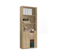 Muebles Pitarch | Librería de Oficina o Despacho,2 Puertas y 4 Estantes, Librería de Salón, Roble Gold, 196,5x75,5x33cm ,Básica, Elegante y Resistente