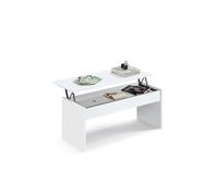 MUEBLES PITARCH | Mesa de Centro Elevable, Mesita Salón de Café, Mesa Auxiliar Comedor, Blanca, 47x100x50cm (Cerrada) 58x100x50 cm (Abierta), Mesita Baja para Sofá, Moderna, Modelo Oslo
