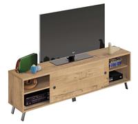 MUEBLES PITARCH Mesa para TV Kamet 2 Puertas Correderas Color Roble Gold Salón Comedor Estilo Industrial 52x160x40 cm