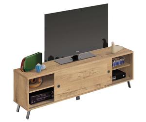 MUEBLES PITARCH Mesa para TV Kamet 2 Puertas Correderas Color Roble Gold Salón Comedor Estilo Industrial 52x160x40 cm