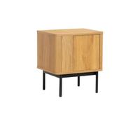 MUEBLES PITARCH | Mesita de Noche con Patas Metálicas 1 Puerta, Mesita Nórdica Japandi, 55×48×40 cm, Mueble de Dormitorio, Moderno, Modelo Taiga.