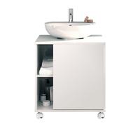 MUEBLES PITARCH | Mueble Bajo Lavabo Armario de Baño 60cm Ancho, con Ruedas, 1 Puerta a Izquierda o Derecha, Blanco, Modelo Sintra